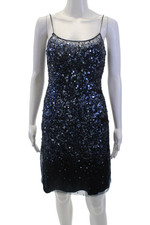Basix II Women Slip Bodycon Dress Dark Blue Lace-Up Size 2
