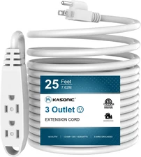 25-Feet 3 Outlet Extension Cord, Kasonic UL Listed, 16 / 3 SJTW 3-Wire Grounded