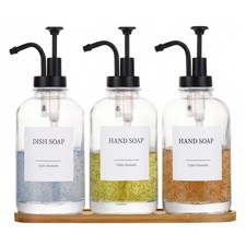 Glass Soap Dispenser with Pump, Dish and Hand Soap Dispenser for Kitchen Bath...