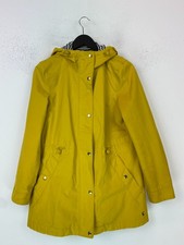 Joules Yellow Raincoat Parka Hooded Cotton Zip Popper Fasten Waterproof UK 10