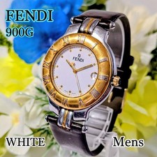 FENDI 900G White Dial Gold Tone Mens Quartz Watch 36mm