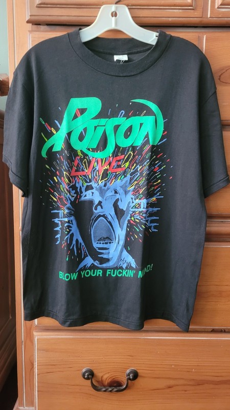 VINTAGE 1988 POISON "BLOW YOUR FUCKIN' MIND! " TOUR SHIRT TOP TEE -- SIZE LARGE