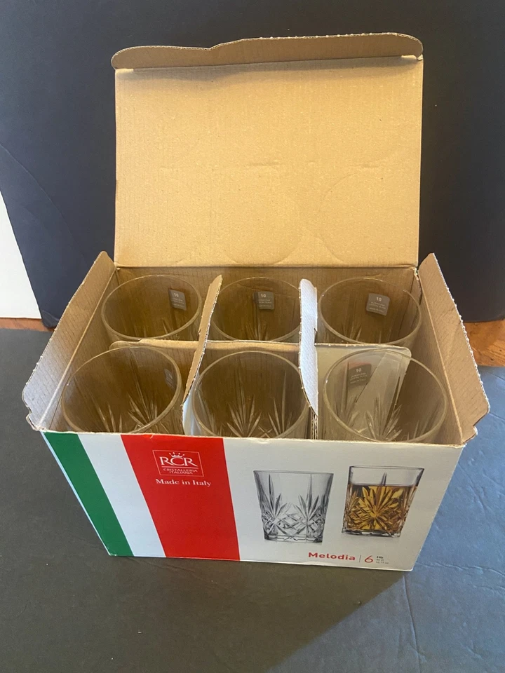 Juego de 6 vasos RCR Melodia Crystal Highball 5 7/8" de alto hechos en Italia Foto 3 de 4