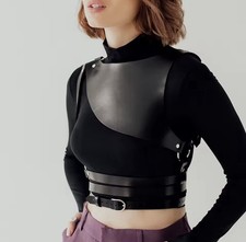 Gothic Faux Leather Chest Armor Harness Cyberpunk Festival Top Punk Body Belt