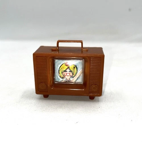 Vintage Barbie TV Television Hong Kong Brown Plastic Dollhouse Accessory Part
