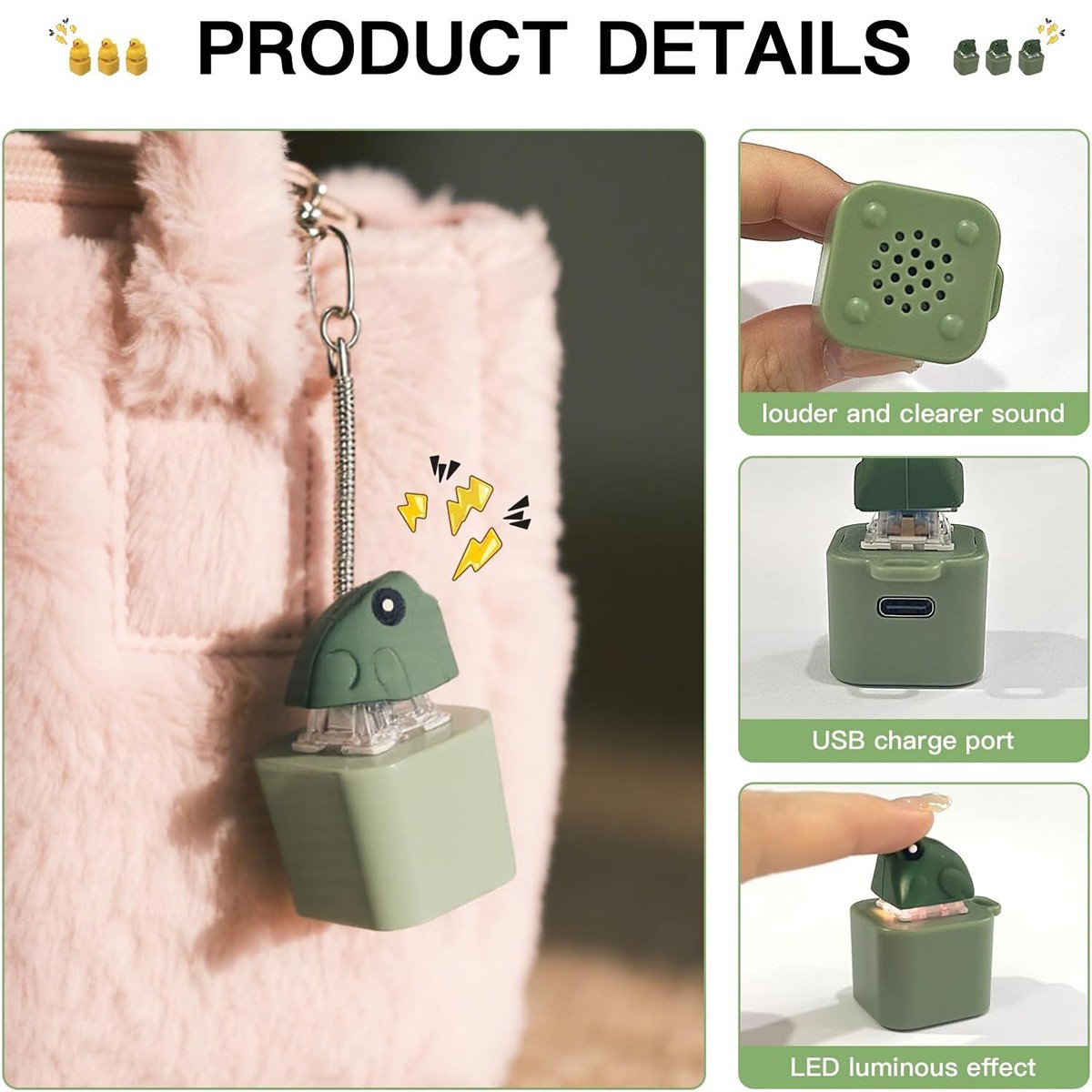 Halloween Rechargeable Frog Croaking Fidget Toy Key Button Fidget Keychain Gift