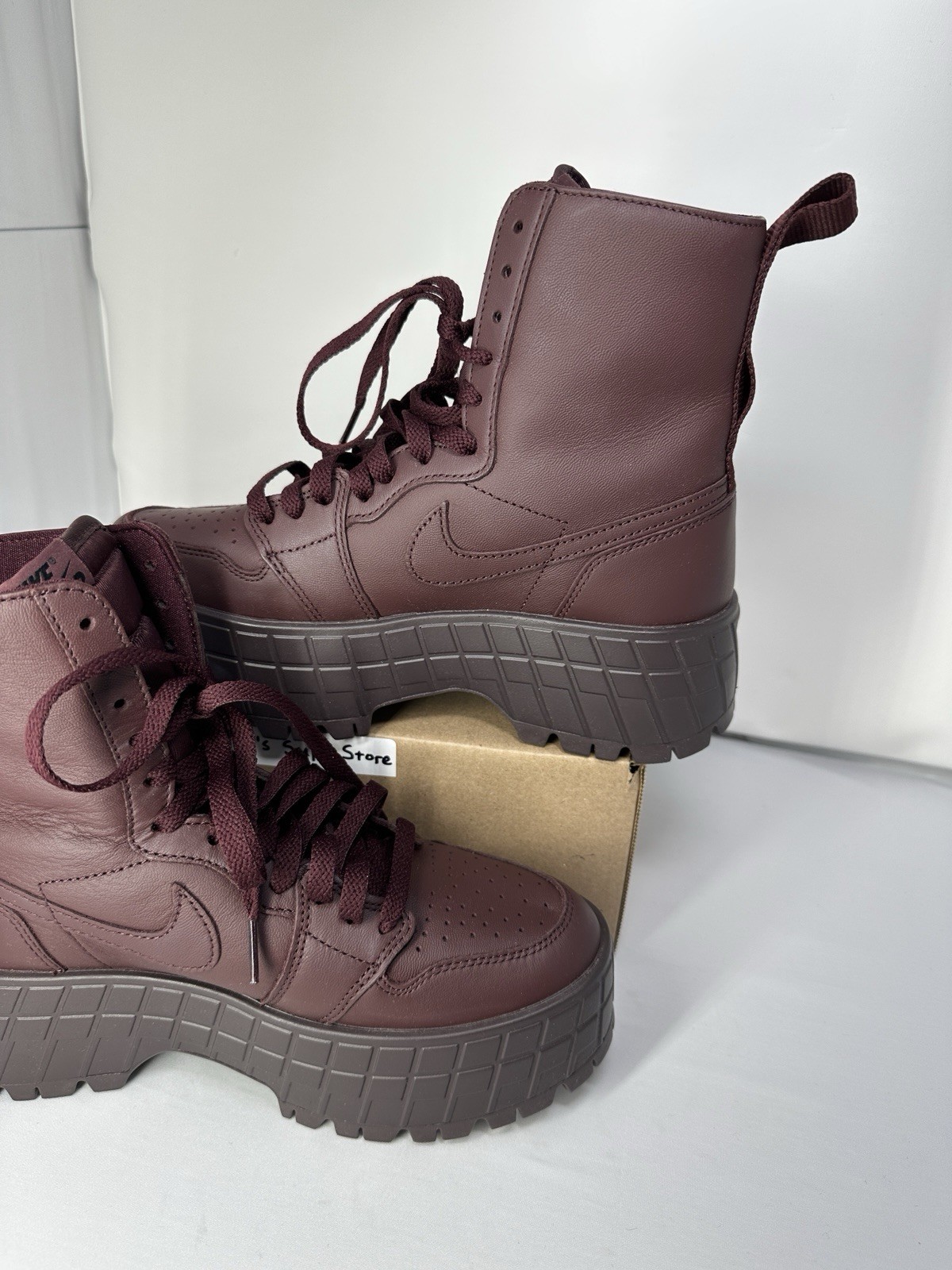 Nike Air Jordan 1 Brooklyn High Boots Burgundy Crush Women’s Size 7 - FJ5737-600 thumbnail 7