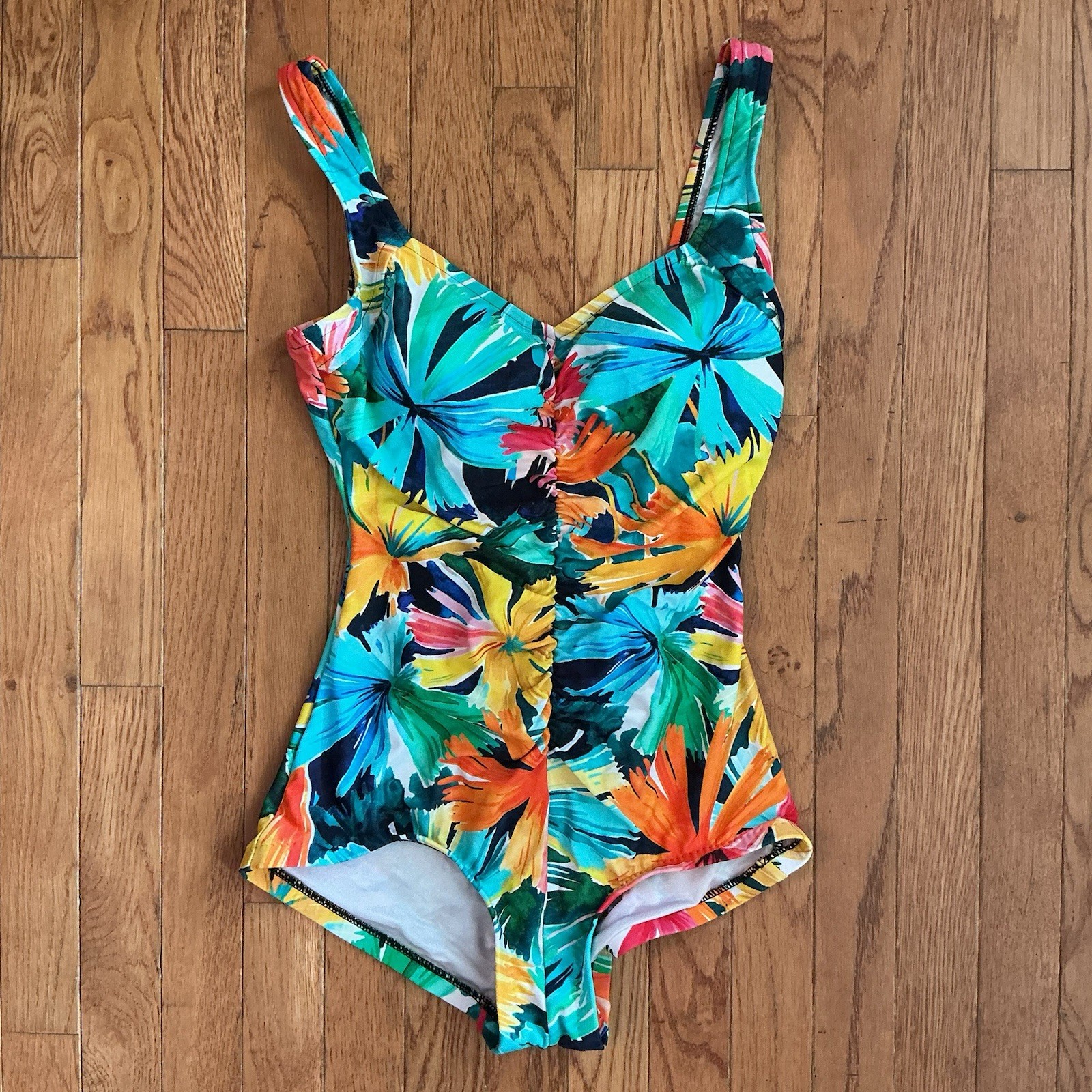 Vintage Maxine of Hollywood Women's Shirred Front One Piece Swimsuit-Size 10