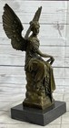 Firmado Grande Angel Sienta En Celestial Trono Bronce Mármol Escultura Oferta