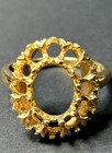 14K Yellow Gold Vintage Oval Halo Semi Mount Ring Setting No Stones 4.77g — photo 3