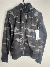 Athleta Women s Jacket Size XS Black Camo Triumph Hoodie Sweatshirt Full Zip NWT