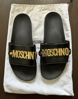 Moschino Black & Gold Sandals Size 10.5 US New  Made In Italy