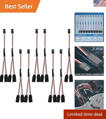 High-Quality 3-Pin Y Harness - 9 Servo Extension Cords for RC Airplanes & Cars