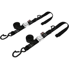 Powertye Tie-Down Rat Sec Hook Soft-Tye 1.5"x6.5' - Black/Black Pair 30572-ST