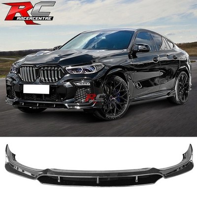 Fits 20-23 BMW G06 X6 M Sport IKON Style Gloss Black Front Bumper Lip ABS 4PC