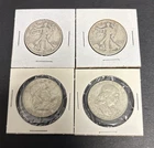 Walking Liberty & Franklin Half Dollars Lot Of 4 90% Constitutional Silver Coins