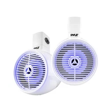 Pyle PLMRWKBT65WT 2x 6.5" Wireless Bluetooth White Wakeboard Speakers w/ LEDs