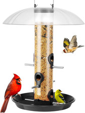 Metal Bird Feeders for Outdoors Hanging, Wild Bird Feeder with Large 11.5" Prote