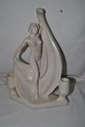 Frankoma White Nude Woman Holding A Sheet/Drape With Candle Holders Numbered 488
