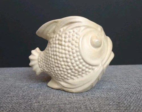 Vtg Nelson McCoy Pottery White Cream Puffer Fish Ceramic Flower Planter USA