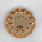 New ListingFire-King Deviled Egg Plate Peach Lustre Iridescent Milk Glass Vintage MCM 10 in