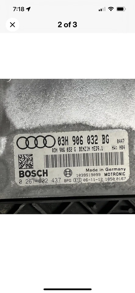 Audi Q7 V6 2007 3,6 L ECU ECM PCM módulo motor unidad informática # 03H906032BG Foto 2 de 3