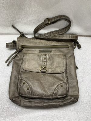 Stone Mountain Gray Front  & Top Zip,Crossbody Handbag, Front Pocket Snap W3