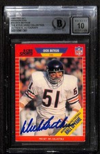 Dick Butkus Signed 1989 Pro Set Announcers Card Beckett Auto Grade 10