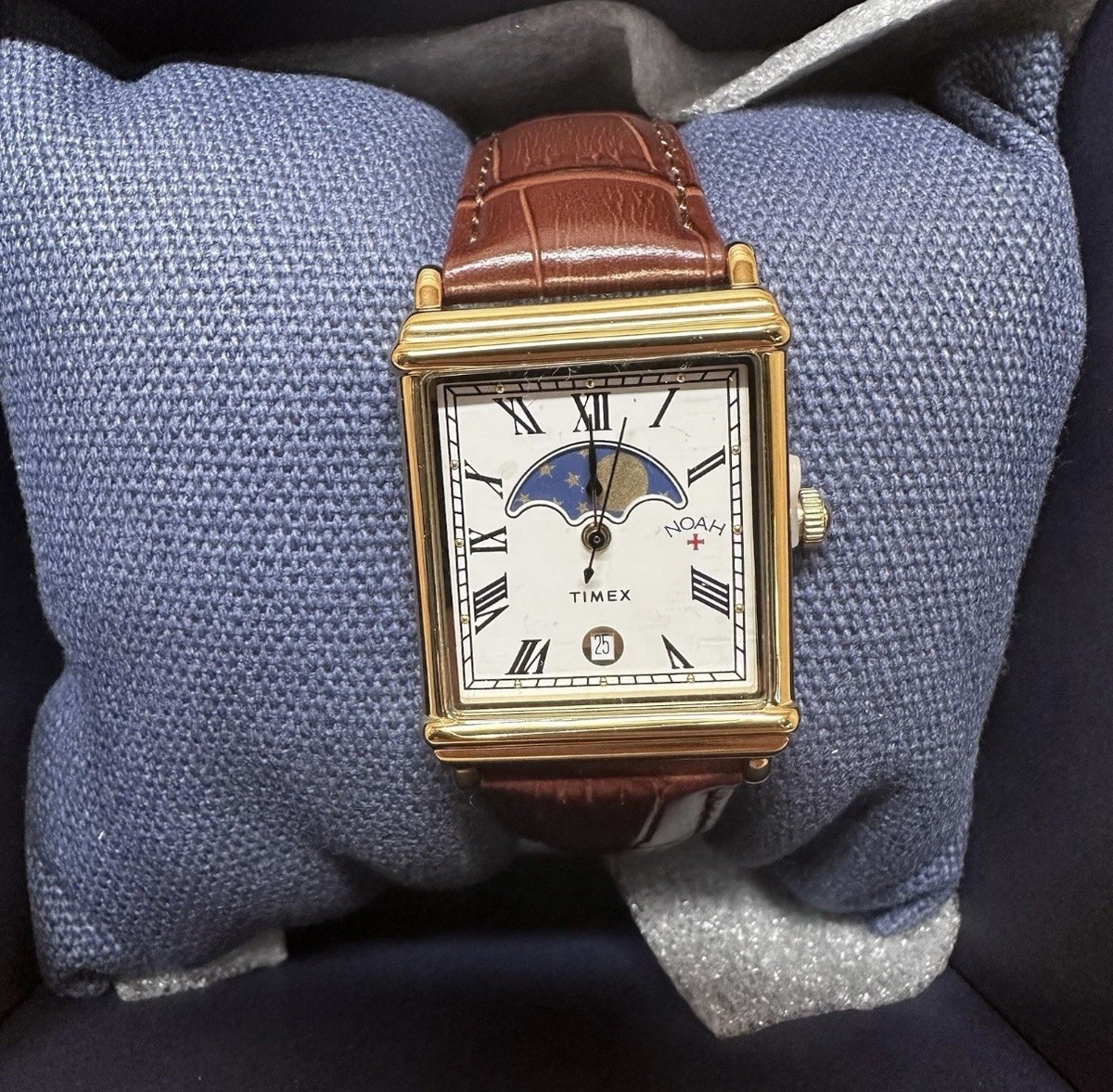 Noah x Timex Moon Phase Watch Brown/Gold Tank with Leather Band