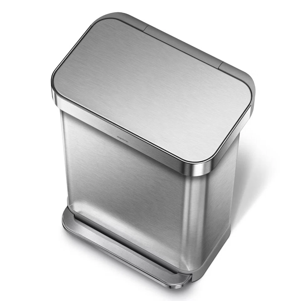 simplehuman Trash Can Brushed 55L Kitchen Step Fingerprint-Resistant - Image 3 of 4