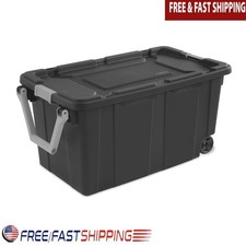 40 Gallon Wheeled Industrial Tote Heavy Duty Storage Bin W/ Drip Resistant Lid