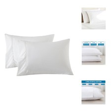 Bright White Standard Pillowcases - 100 Egyptian Cotton, 20x26 Inches Set of 2