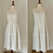 Edwardian White Cotton Lingerie Dress  1910s Crochet Lace Tea Dress  Antique S