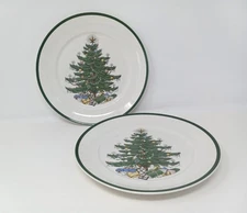 Vtg Cuthbertson Christmas Tree Plate Lot Of 2 Accent England Decorative 10"