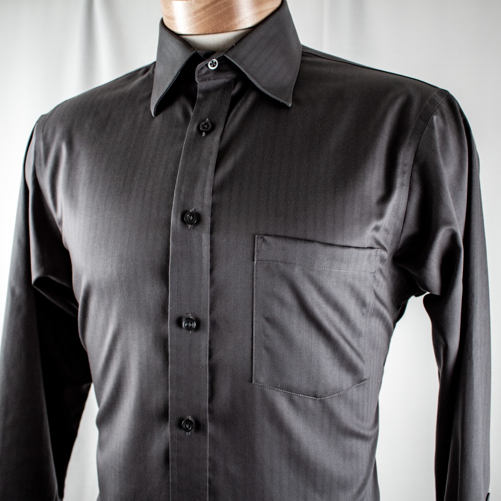 JOSEPH ABBOUD Silver Gray Solid Striped Cotton Me… - image 4