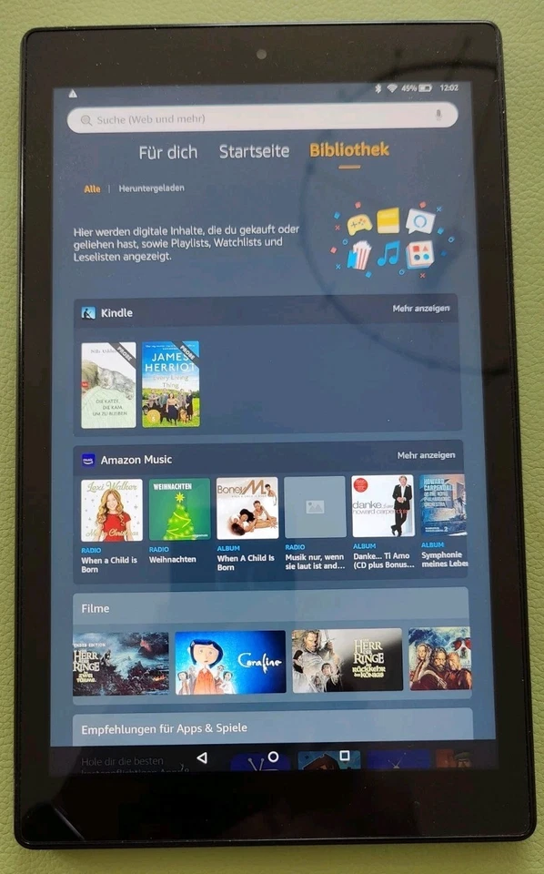 Amazon Fire HD 10, 64GB, WLAN, 10,1Zoll - Schwarz!    +Zubehörpaket+