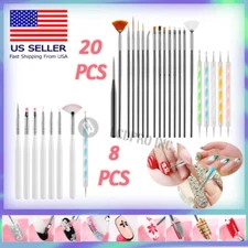 8/20 PCS Nail Art Design Dotting Painting Drawing Polish Brush Pen Tools Acrylic