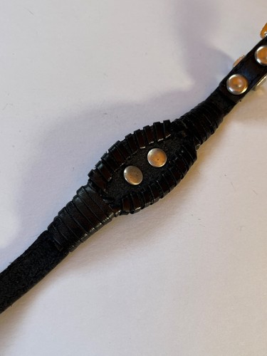 Faux Black leather Belt w Silvertone Heart Oval Medallion & Buckle Wrap Bracelet - Picture 14 of 16