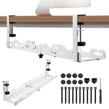 EYPINS Under Desk Cable Management Tray, No Drill 15.7-29.1'' Retractable Stu...