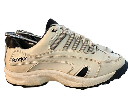 FootJoy Golf Shoes 8W GreenJoys 45439 Men's White Leather Soft Spike Cleats - Picture 1 of 9