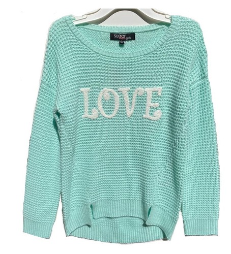 Sugar Rush Girls Knit Warm Sweater Mint Blue Size L (Age 14) - Picture 2 of 4