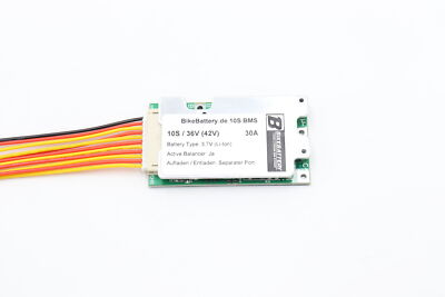 10S 36V (42V) 30A Li-Ion BMS mit Balance Ultra Slim (für 1000W Motoren)