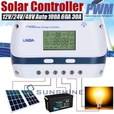 PWM Solar Charge Controller 12V/24V Solar Panel Regulator for Gel AGM LiFePO₄