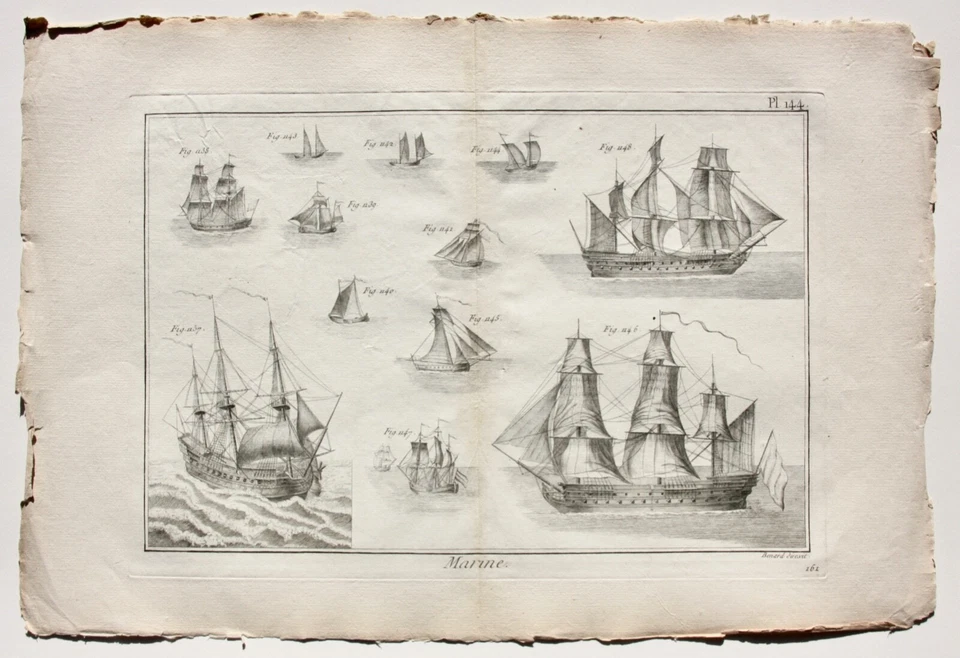 Kupferstich aus "Encyclopédie méthodique. Marine", Taf. 144, Panckoucke, 1783-87 - Bild 4 von 4