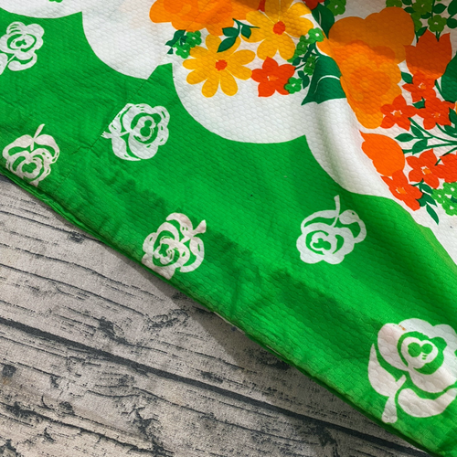 70s Malia Vtg Honolulu Green Neon Rainbow Island Hawaiian Maxi Dress Boho Floral - Picture 17 of 18