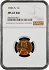 1946 S Lincoln cent graded by NGC MS 65 RD
