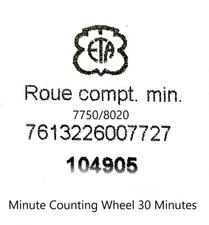 Movement Parts Fit For ETA 7750 Watch Part Ref 8020 Minute Counting Wheel 30 Min