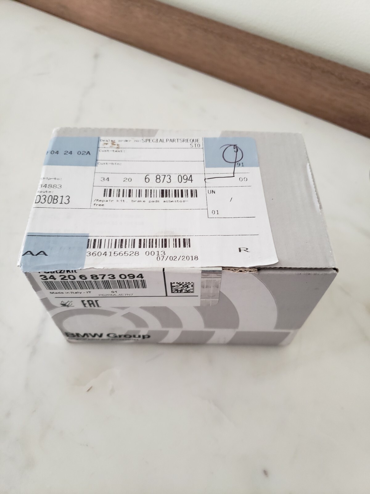 BMW OEM Rear Brake Pads 328i P/N 34206873094 F30 F32 F33 F36 3&4 Series