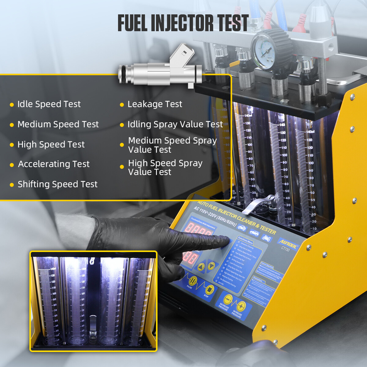 AUTOOL CT150 Ultrasonic Fuel Injector Cleaner Tester Nozzle Cleaning