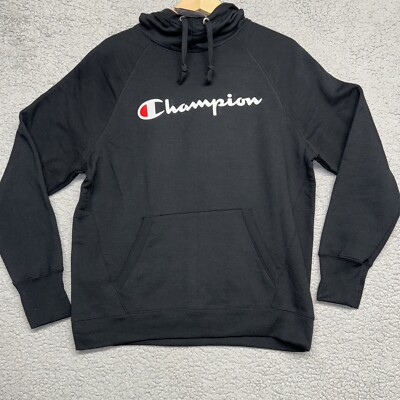Champion Mens Script Logo Middleweight T-Shirt Hoodie Black